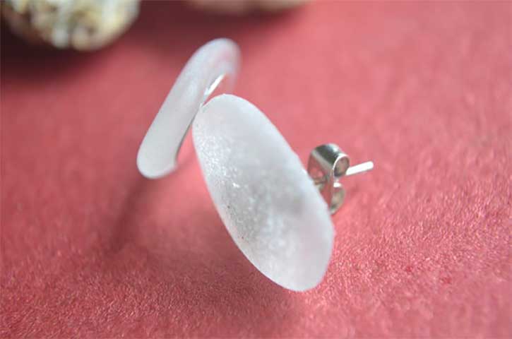 White sea glass earrings